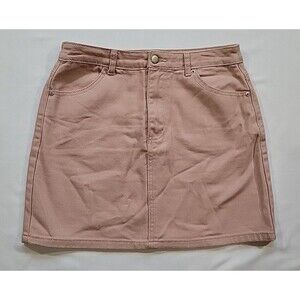 FOREVER 21 Denim Mini Skirt Women's Size Medium Light Pink Flat Front 5-Pocket
